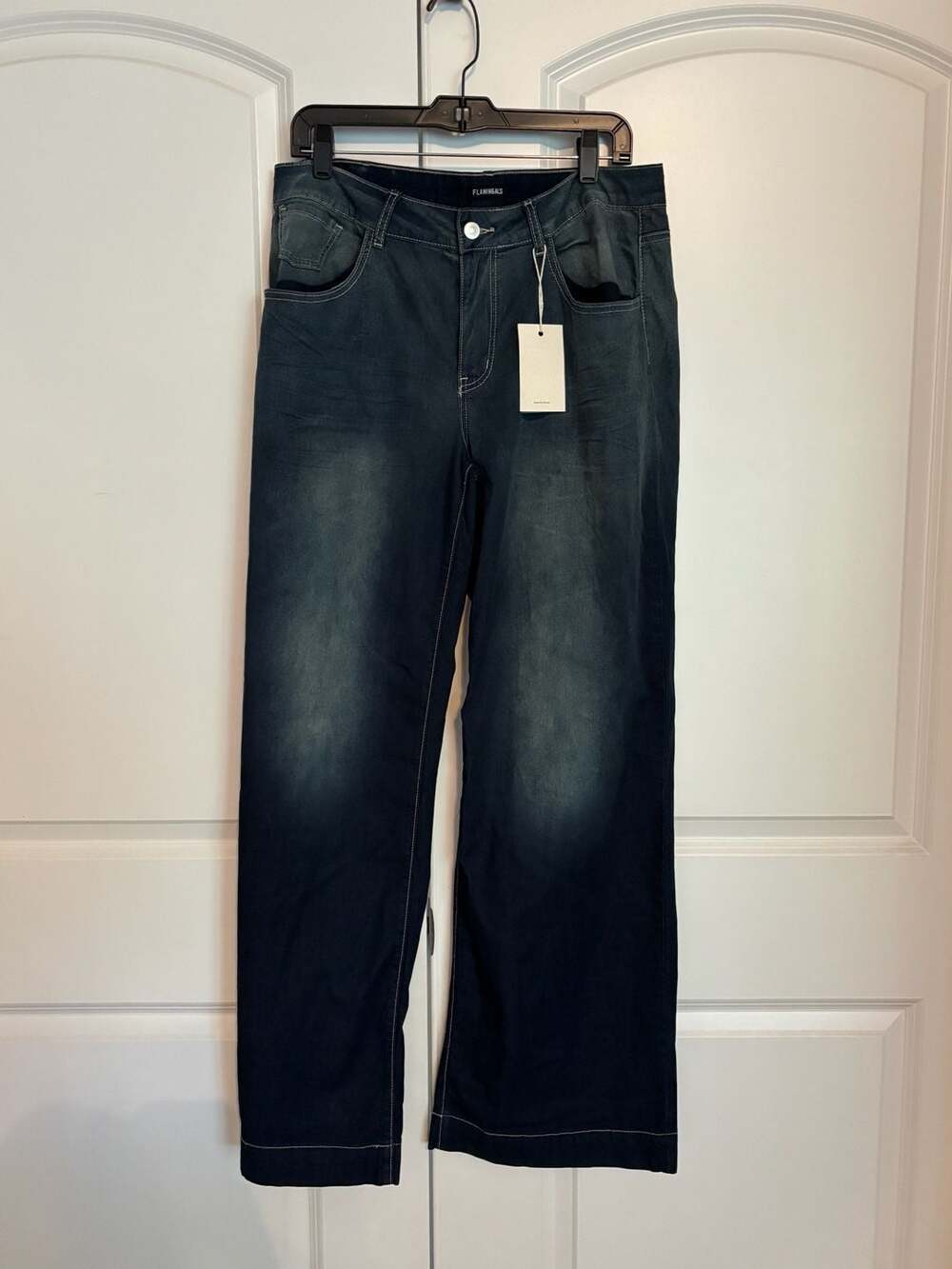 Flamingals Plus Size 2XL Dark Wash Wide Leg Denim Jeans
